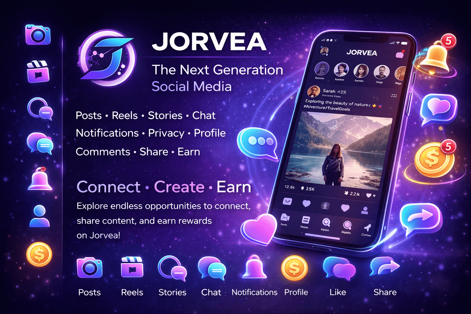 Jorvea app preview and creator earning experience
